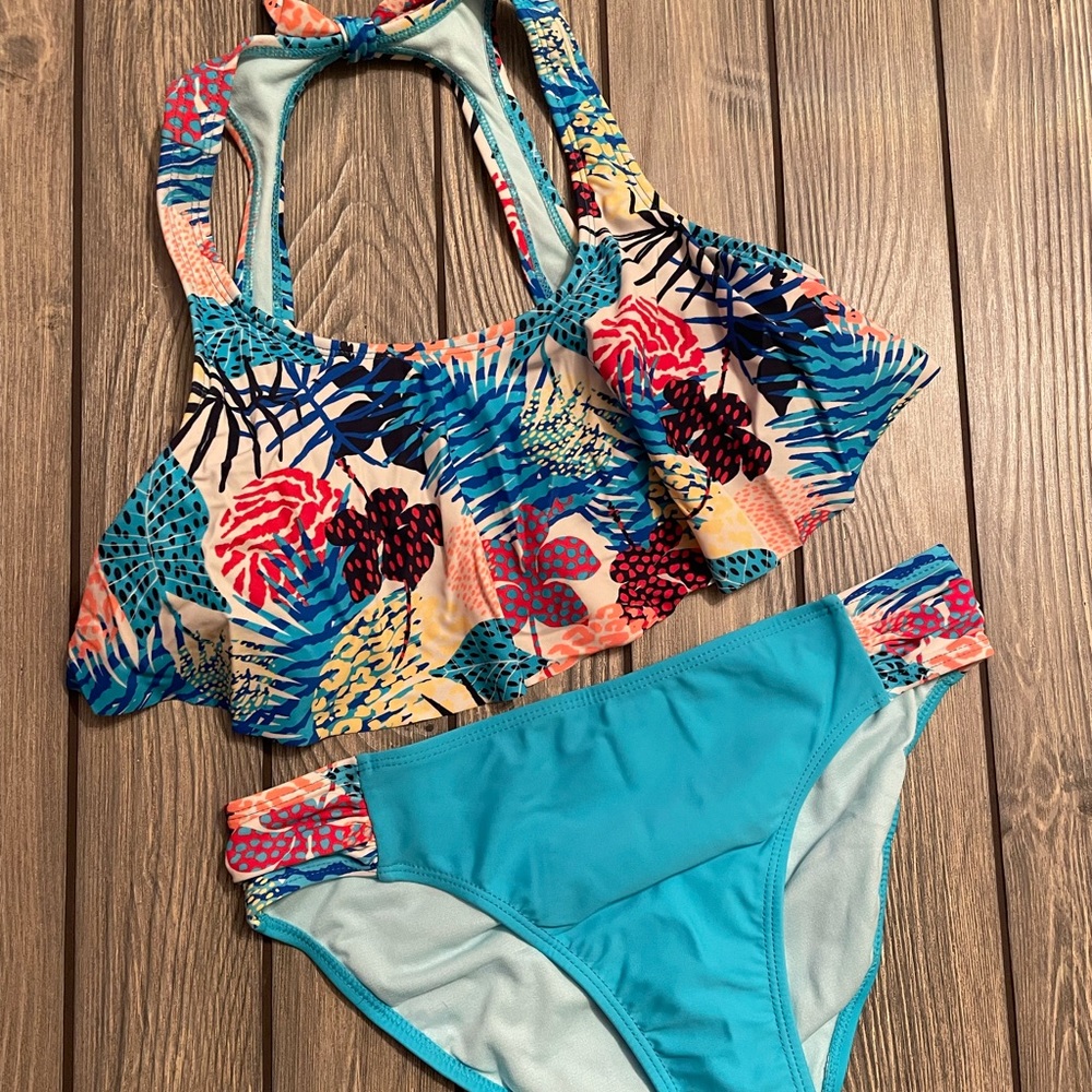 Girls Two piece Swim Suit, XL 14-16